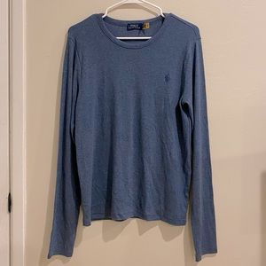 Ralph Lauren Blue Long Sleeve Ribbed Tee — Size XL